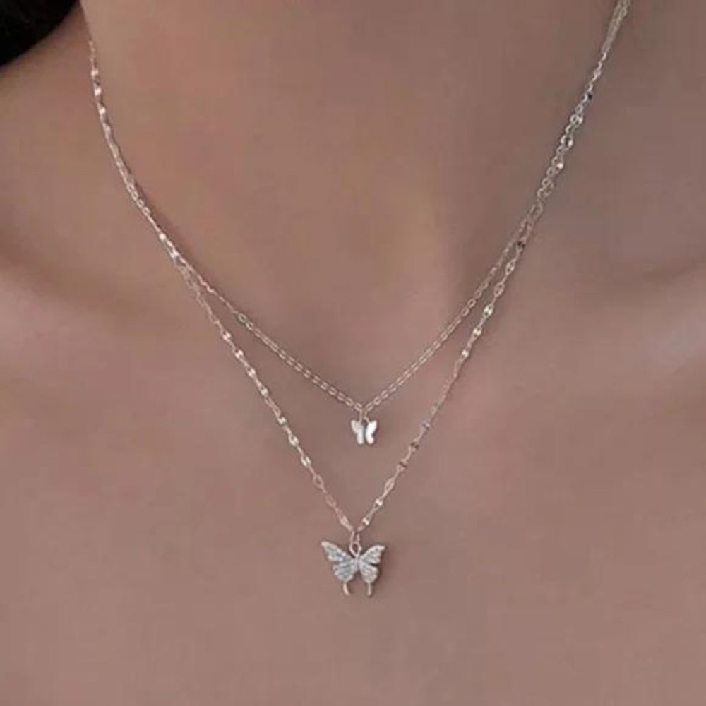 BUTTERFLY 18K ROSE GOLD NECKLACE, NICE NECKLACE, CUTE NECKLACE